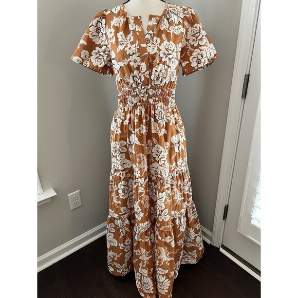 Anthropologie Dresses & Skirts - Anthropologie Somerset Maxi Dress Burnt Orange & Ivory Floral Medium EUC